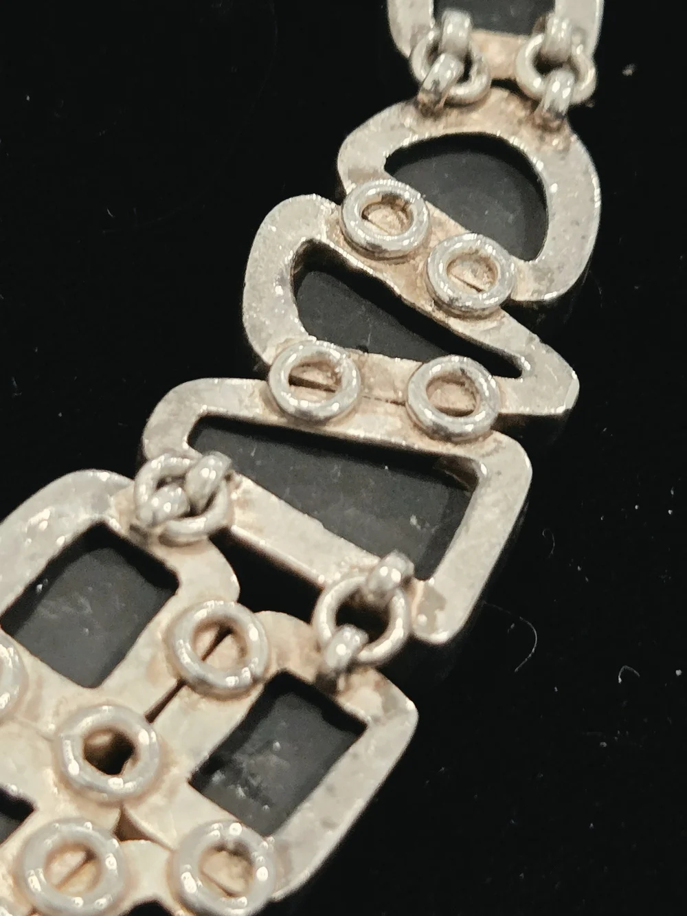 Vintage Artisan Sterling Silver Multicolor Statement Necklace 18